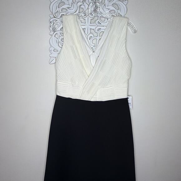 DKNY Women's 8 Semi Formal Cocktail Dress Sleeveless IVORY Bodice BLACK Skirt - Picture 2 of 16